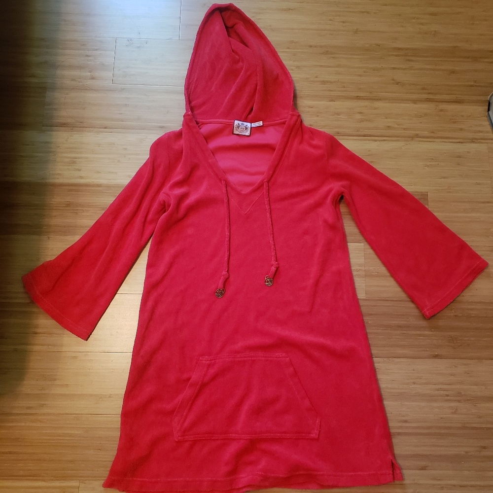 JUICY COUTURE red terrycloth dress/swim coverup S